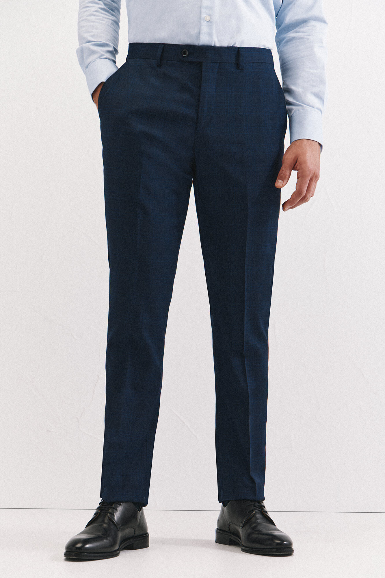Cortefiel Slim fit blue checked trousers