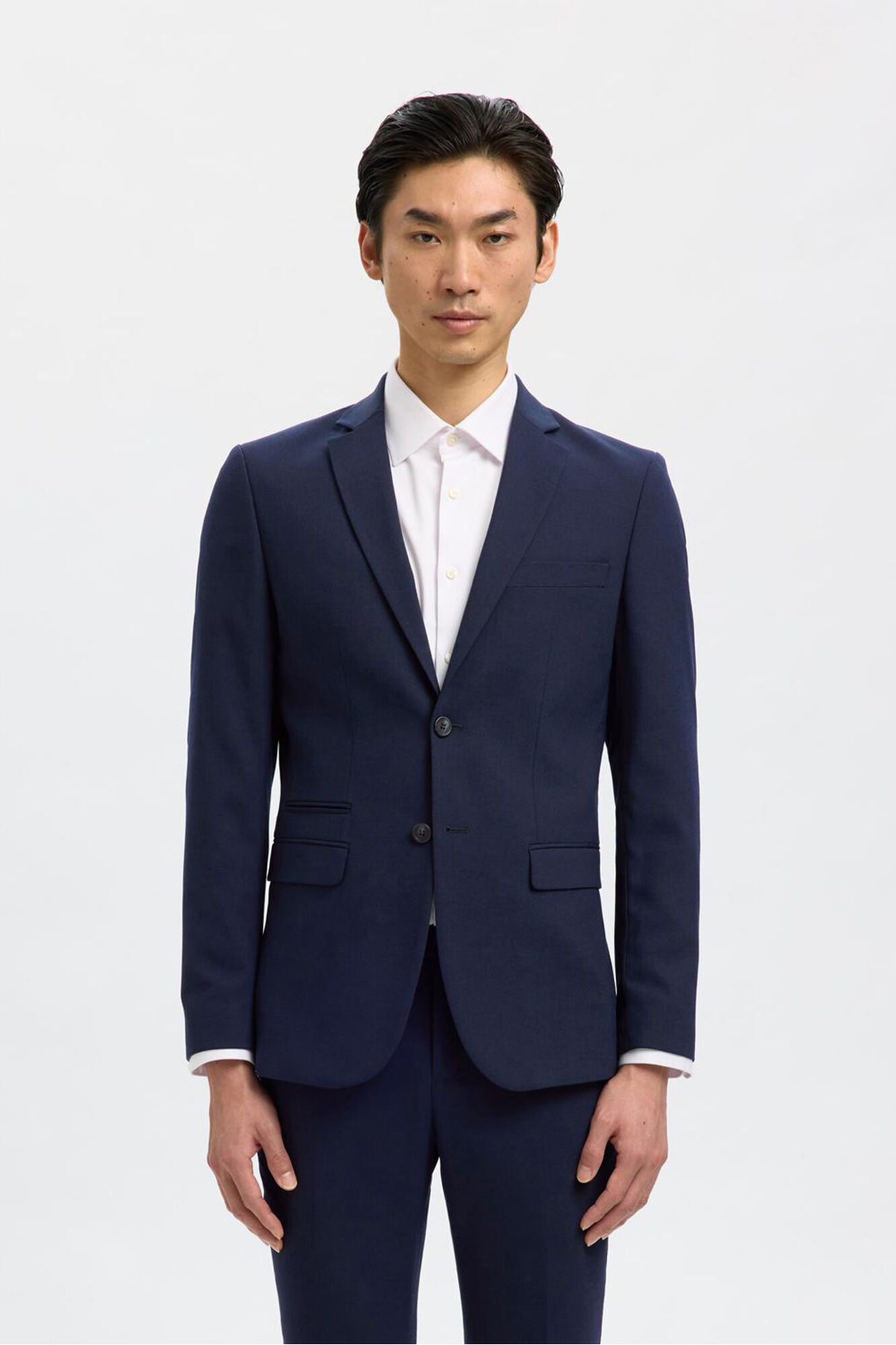 Selected Terno slim fit de duas pe&ccedil;as em l&atilde; fria Azul