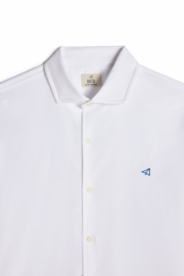 Cortefiel Plain long-sleeved Oxford shirt White