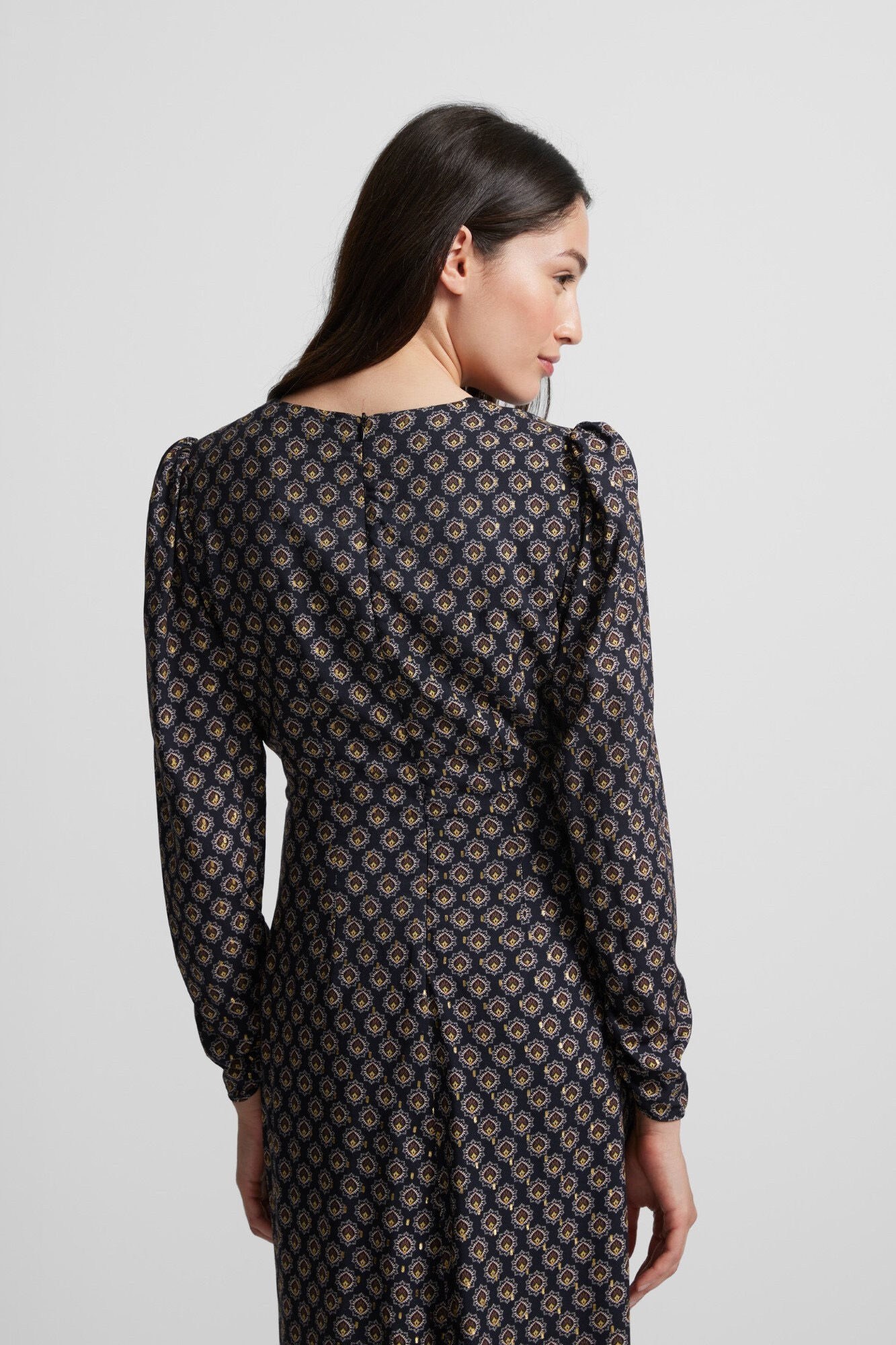 Silbon Vestido midi estampado Preto