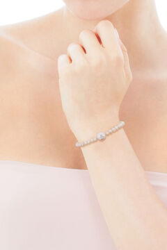Cortefiel Silver and pearl stretch bracelet Gray