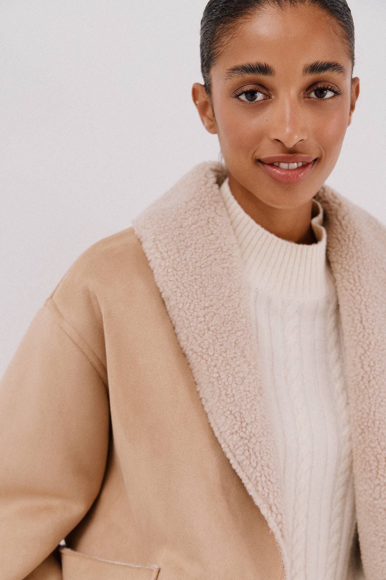 Cortefiel Double-sided effect jacket Beige