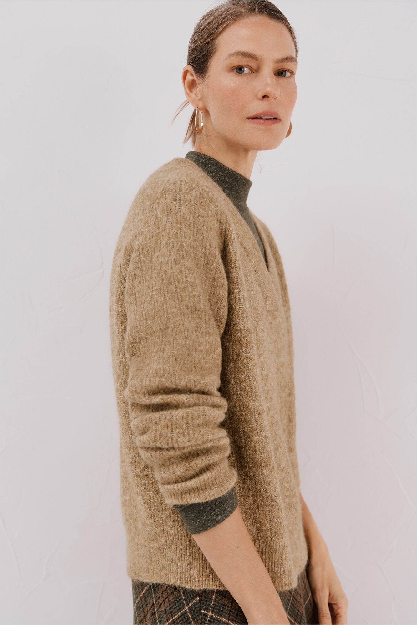 Cortefiel Jersey com bico salpicado Tostado