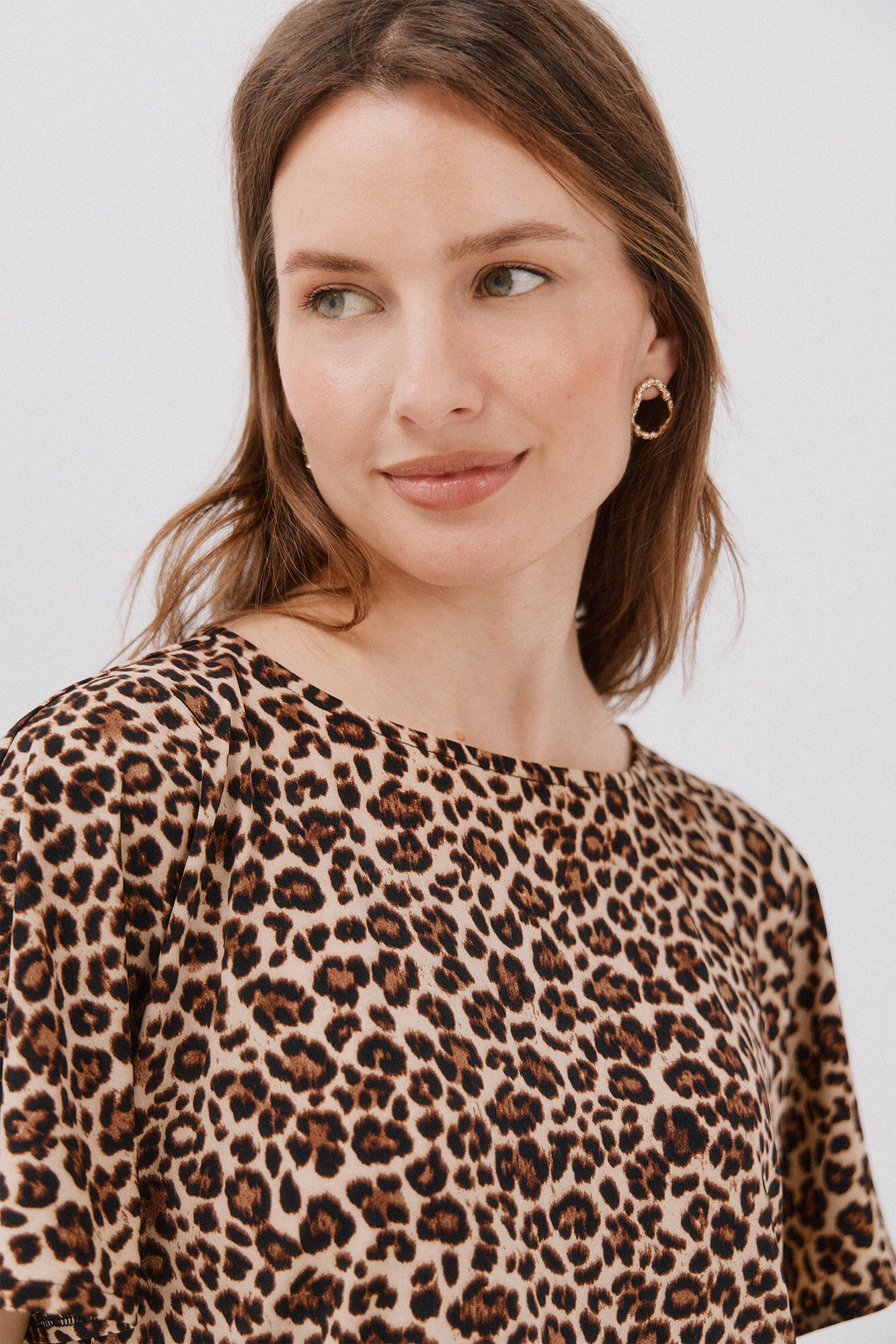 Cortefiel Essential fluid T-shirt Printed brown