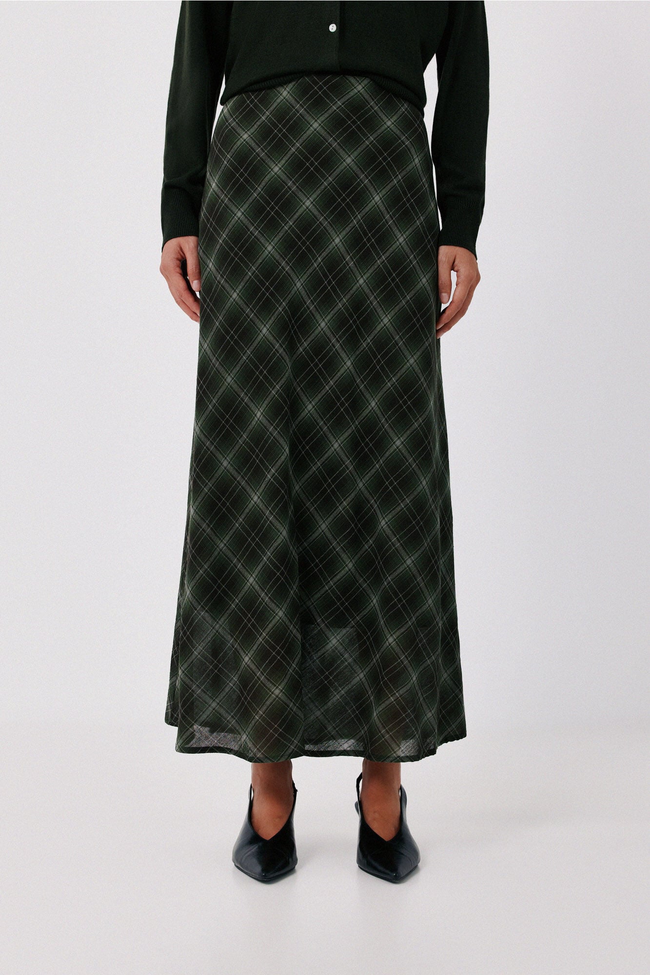 Cortefiel Plaid midi skirt
