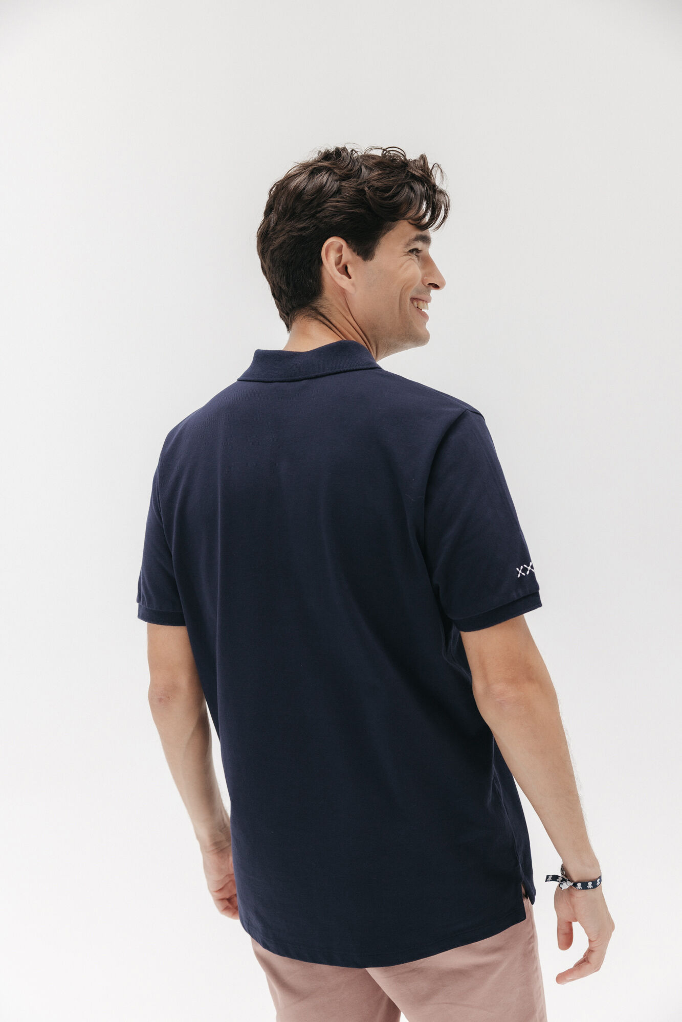 elPulpo Camisa polo lavada com bordado contrastante Azul
