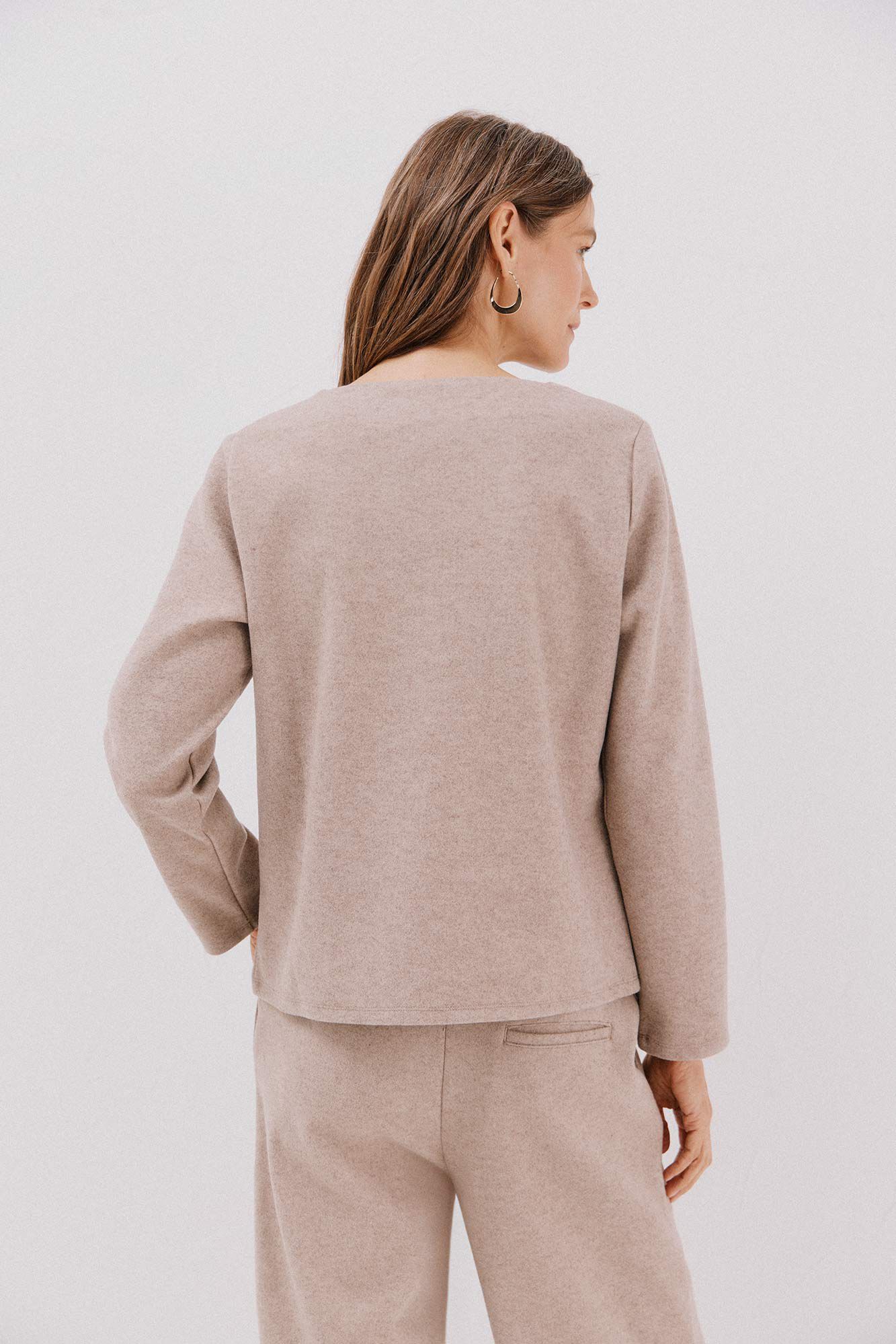 Cortefiel Top escote chimenea Beige