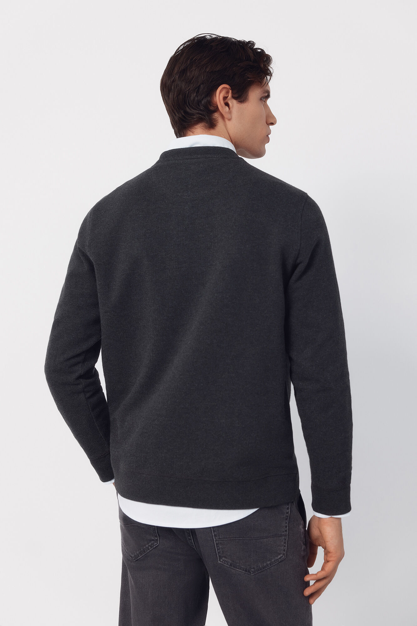 Cortefiel Textured crew neck sweatshirt Grey