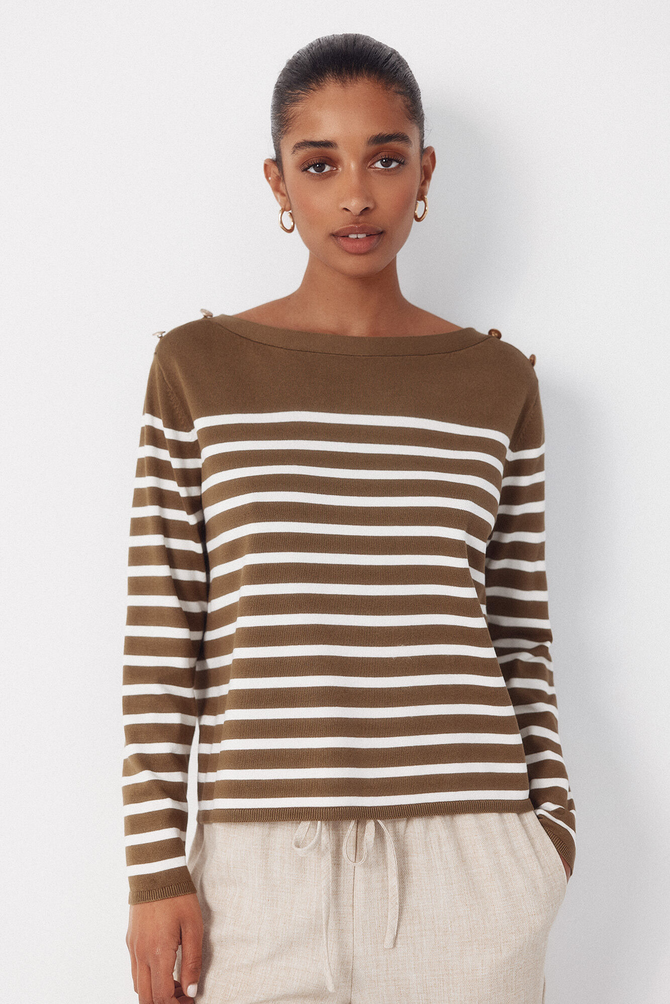 Cortefiel Striped button jumper