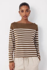 Cortefiel Striped button jumper Kaki