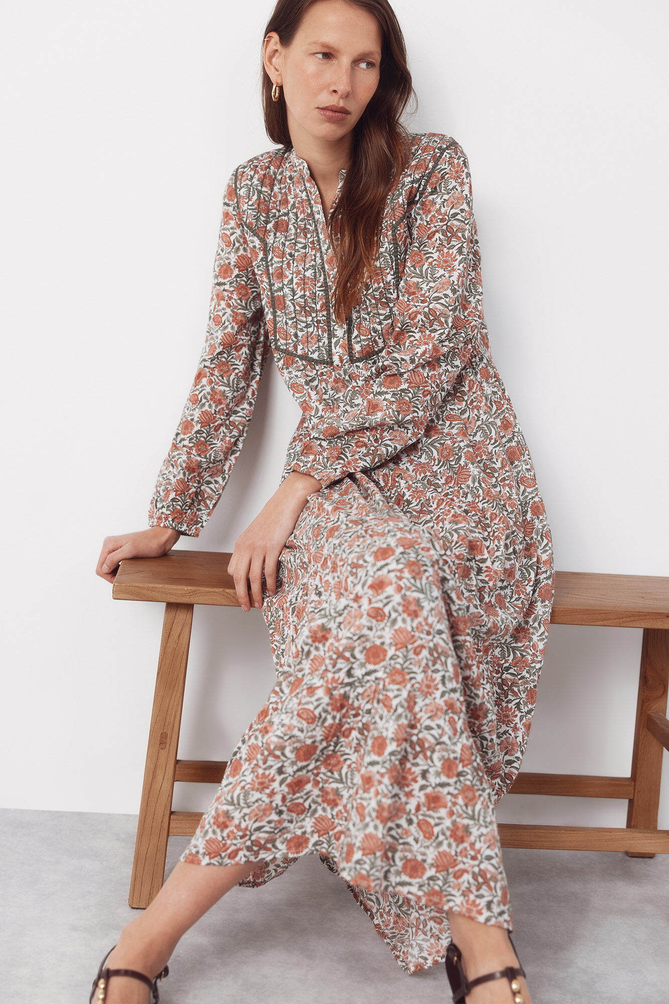 Cortefiel Fluid printed dress Printed white