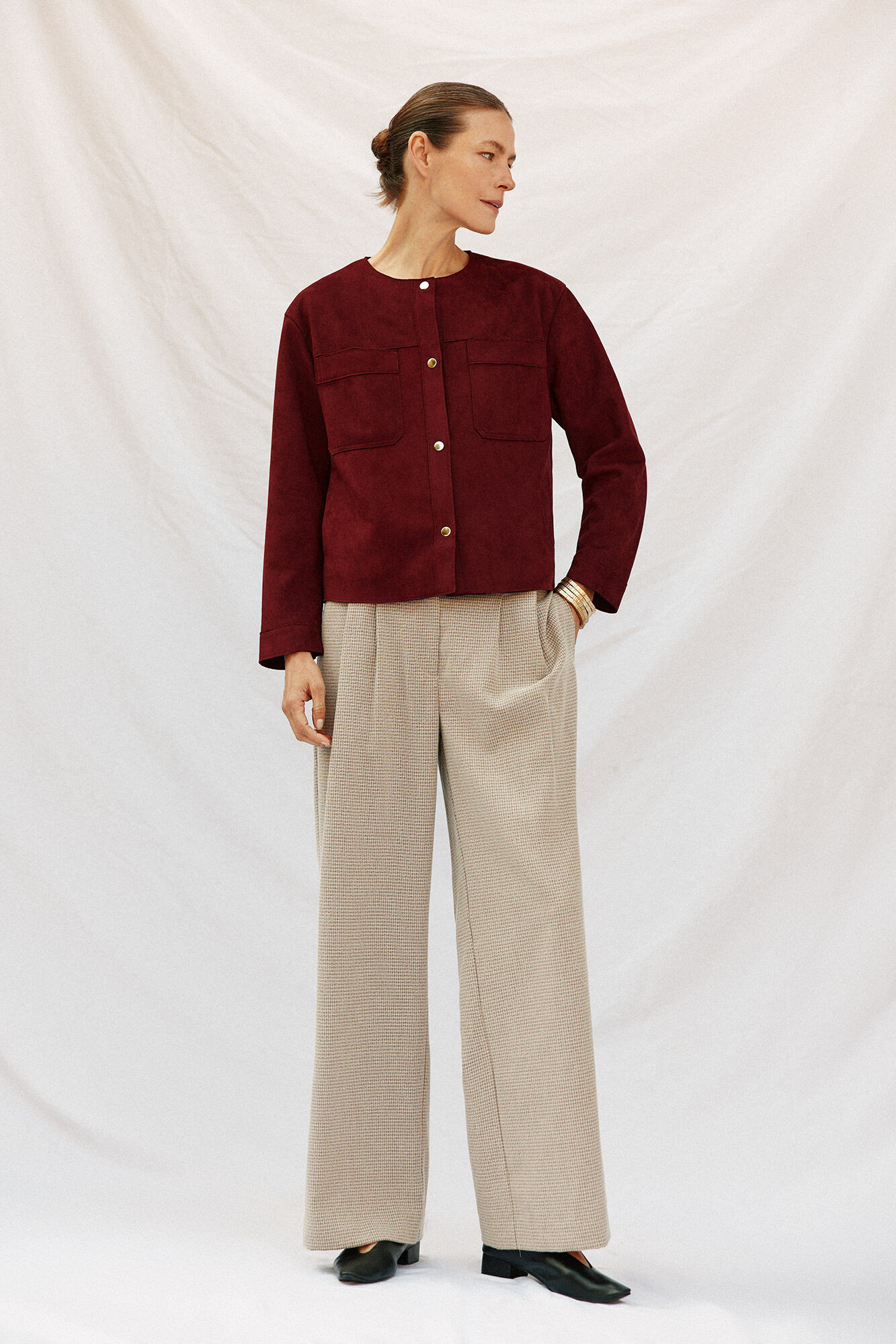 Cortefiel Faux leather jacket Maroon