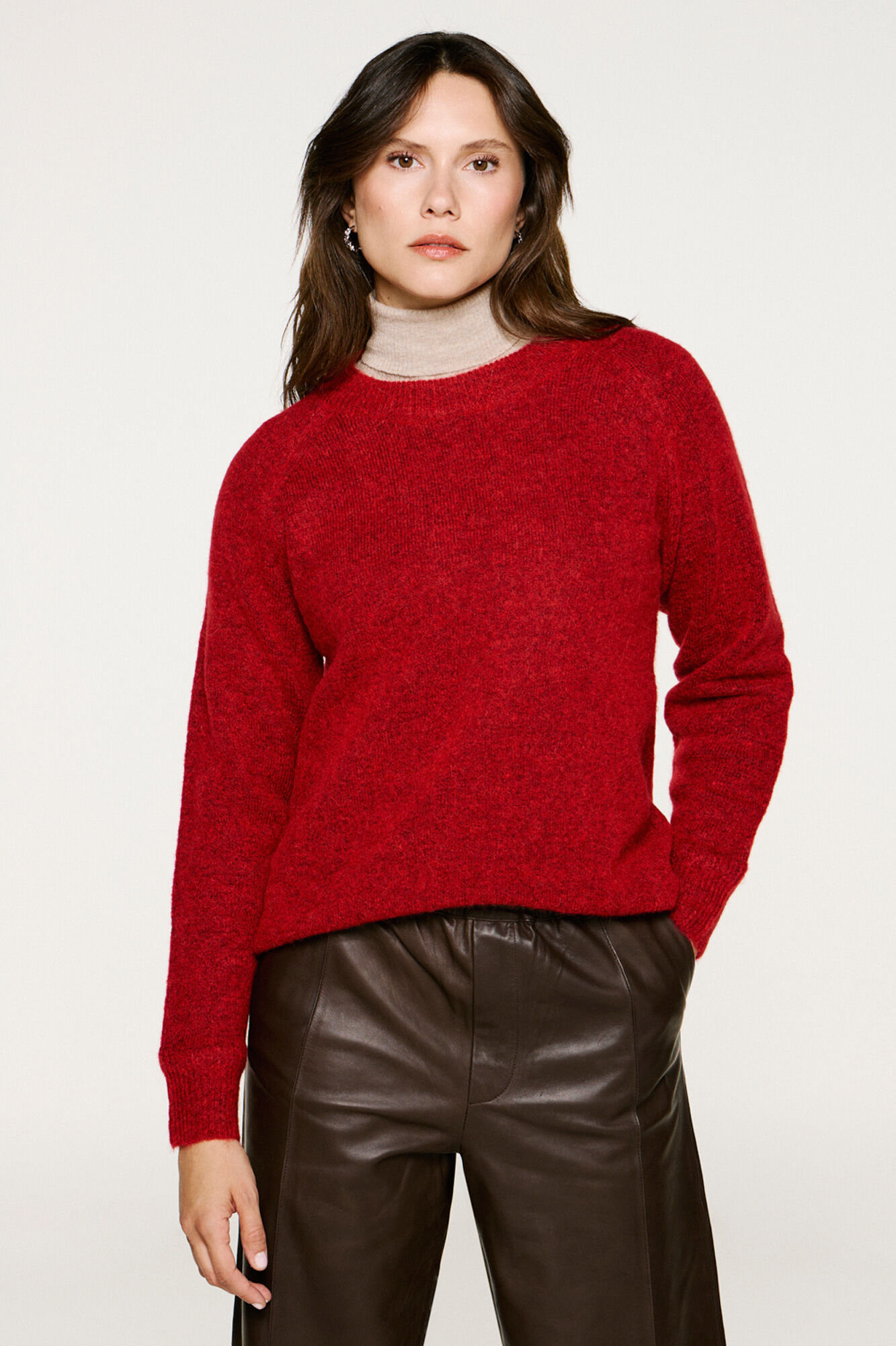 Selected Wool and alpaca jumper . Red