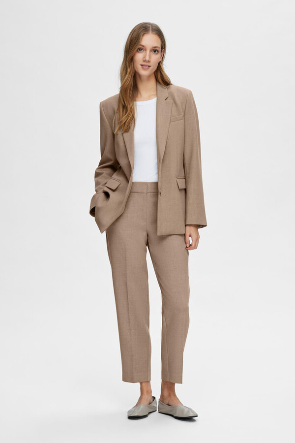 Cortefiel Regular fit suit trousers made from recycled materials Brown
