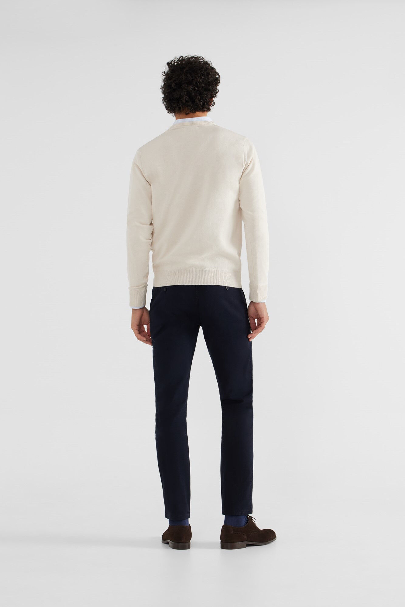 Silbon Jersey liso cuello pico retro beige claro Beige