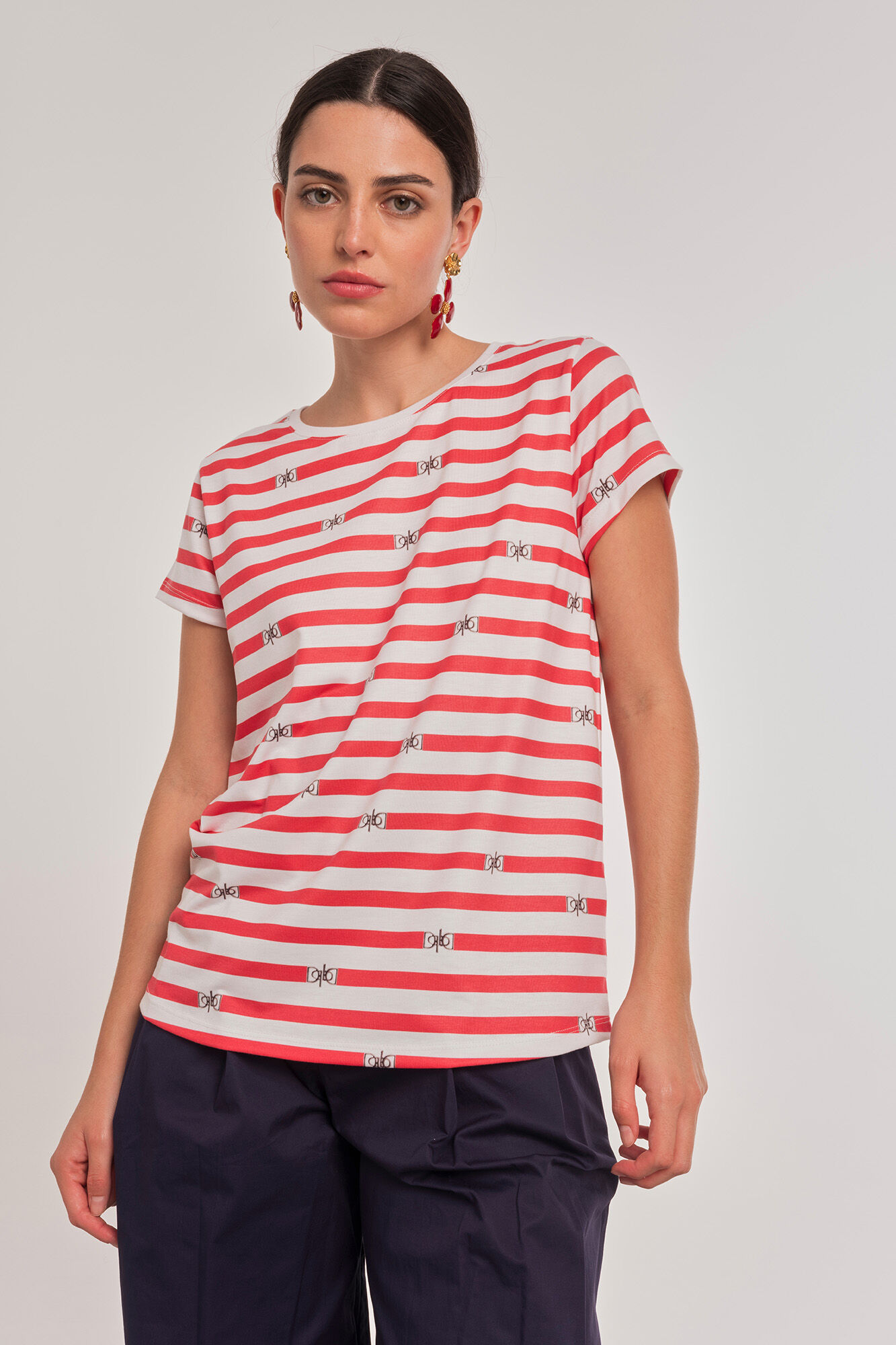 Dolores Promesas Sailor striped T-shirt with logo Red