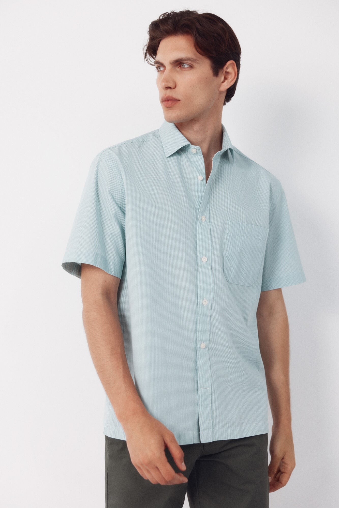 Cortefiel Camisa cuadro vichy manga corta