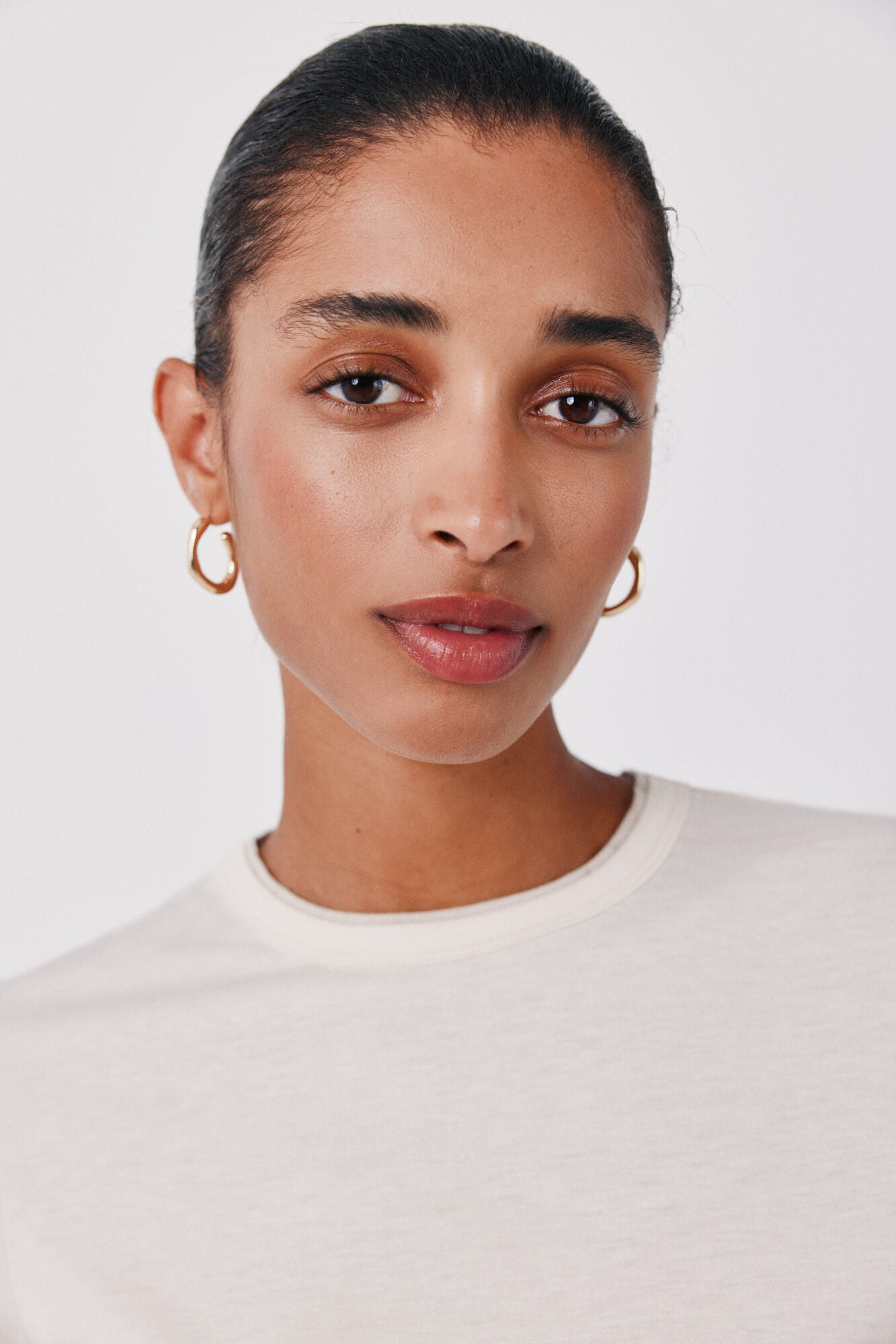 Cortefiel Piping detail T-shirt Ivory