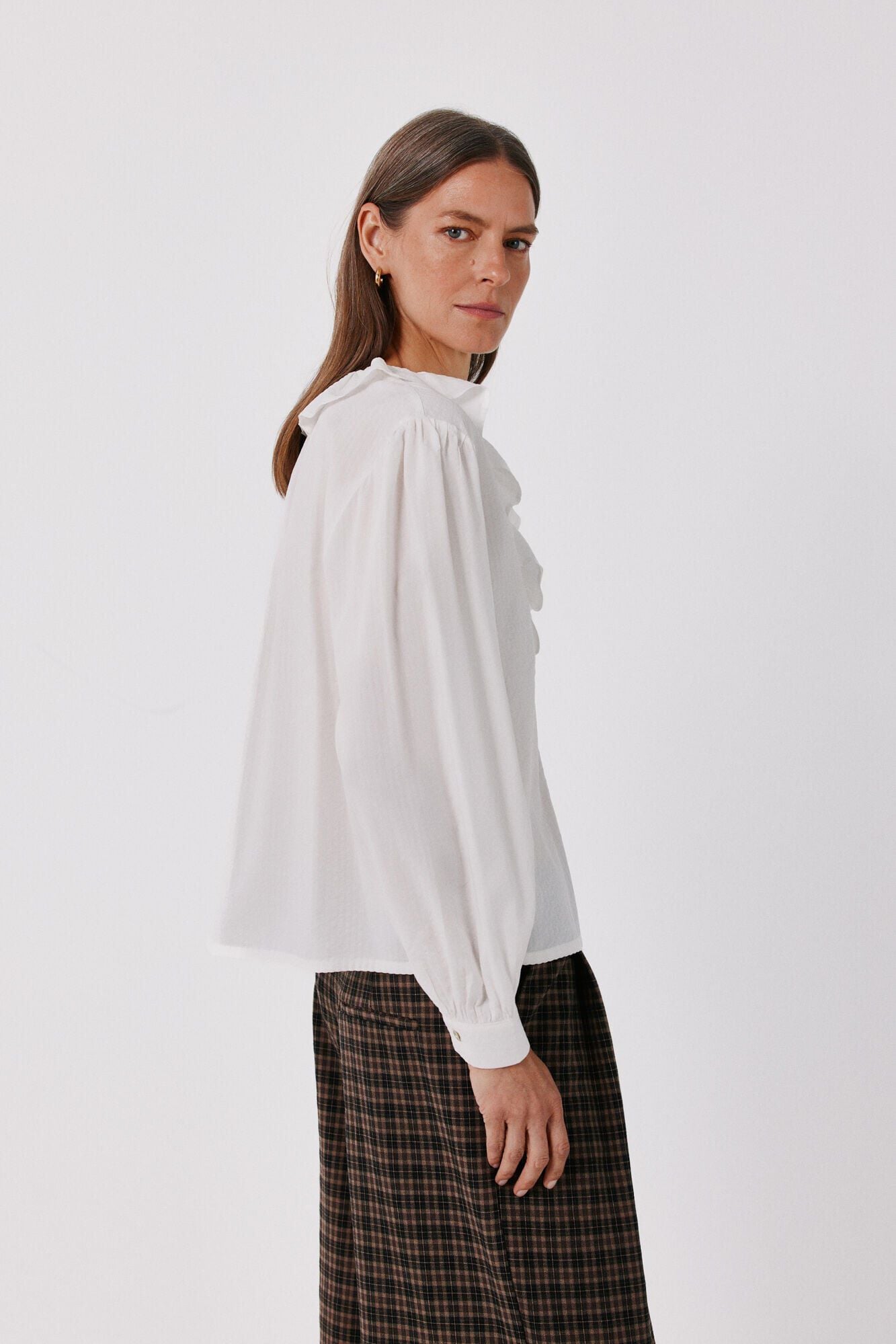 Cortefiel Blusa com folho Branco
