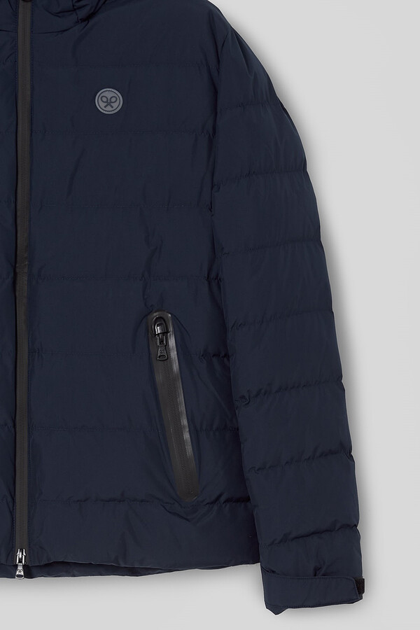 Cortefiel Classic navy blue hooded technical coat Azul