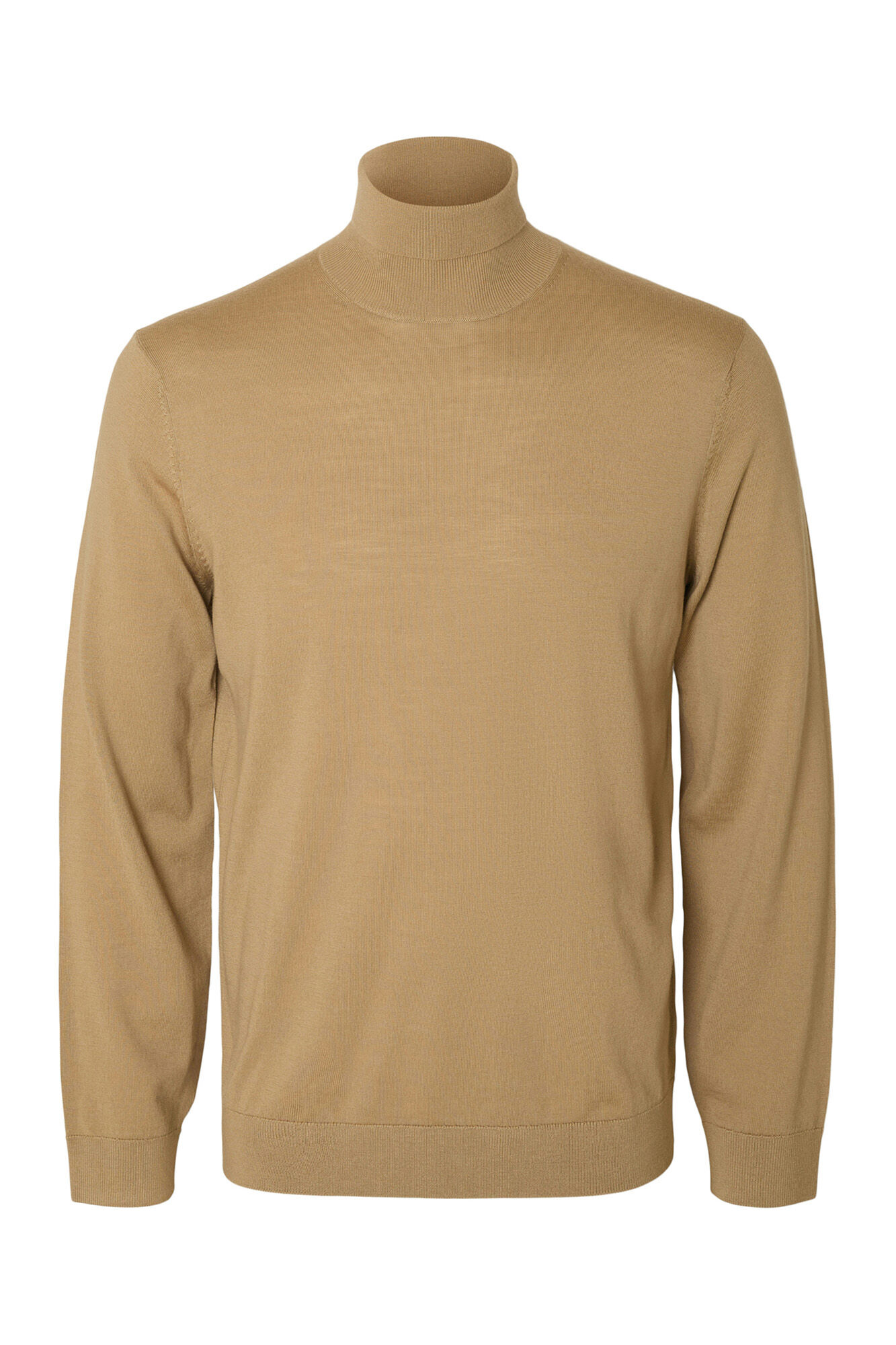 Selected 100% merino wool high neck jumper Nude