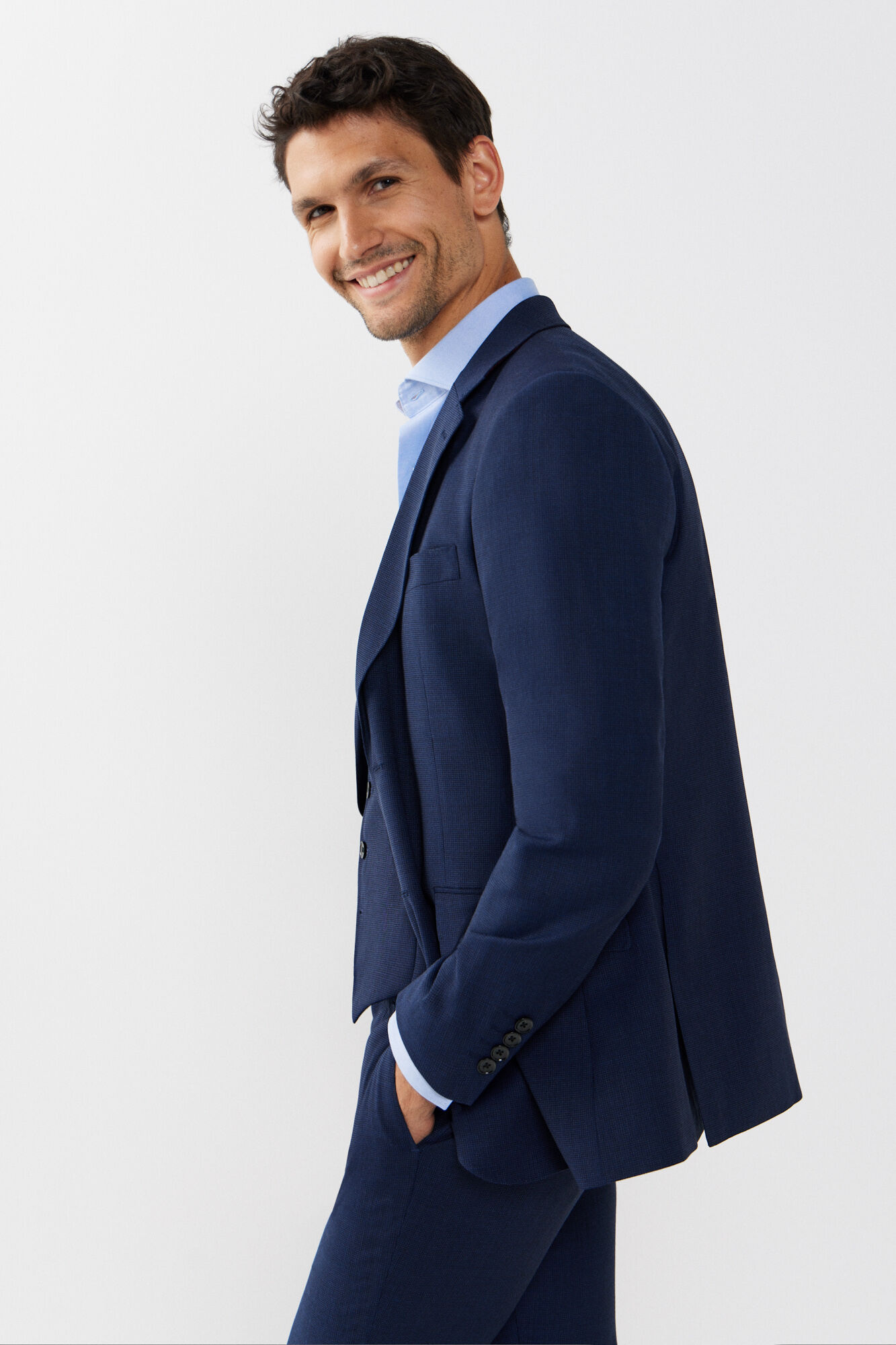 Cortefiel Coolmax&reg; birdseye weave trousers Blue