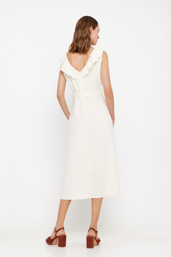 Cortefiel Long rustic-effect dress White
