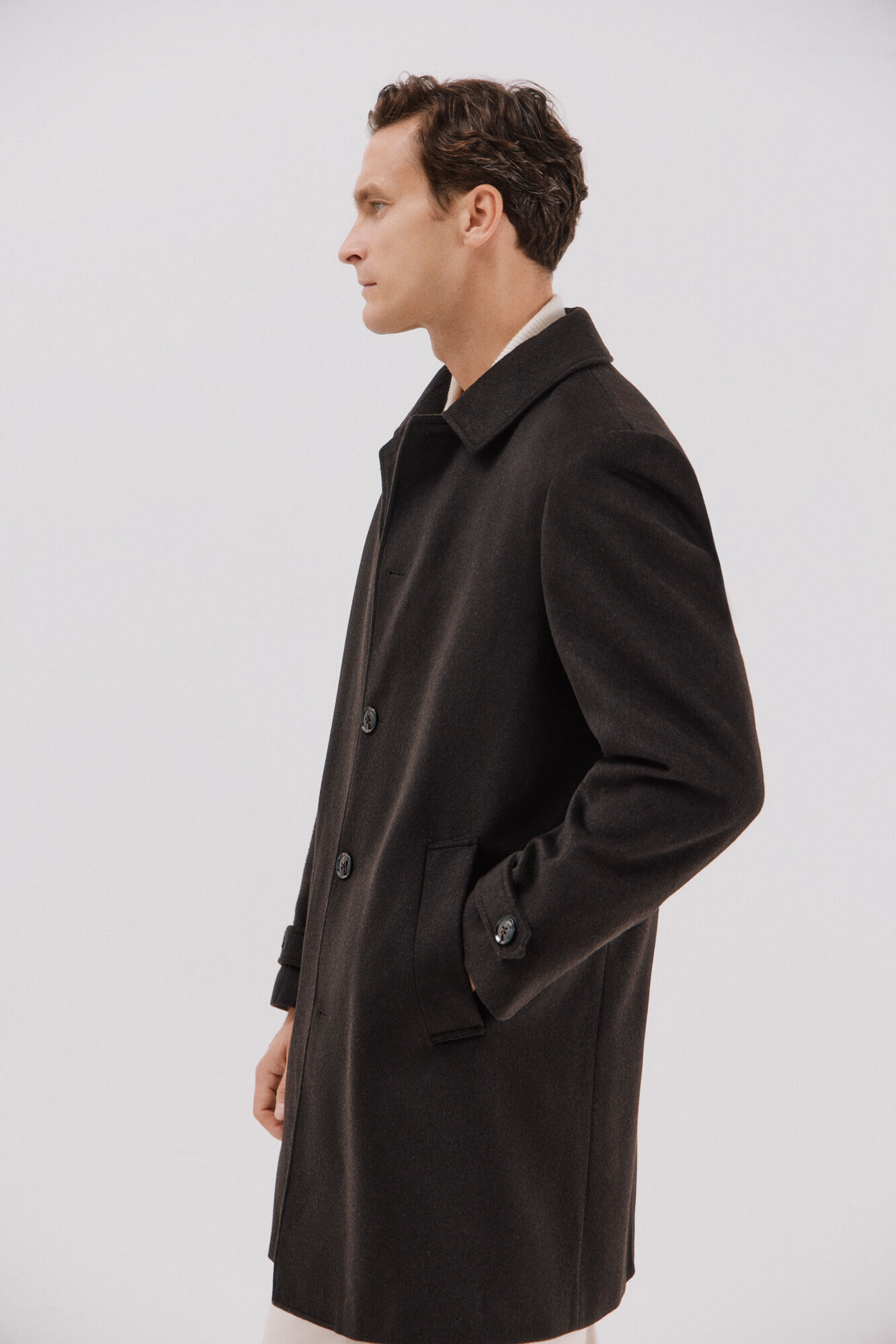 Cortefiel Wool shirt coat Dark brown