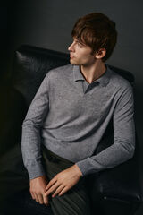 OOTO Suéter de gola polo de algodão Cinzento