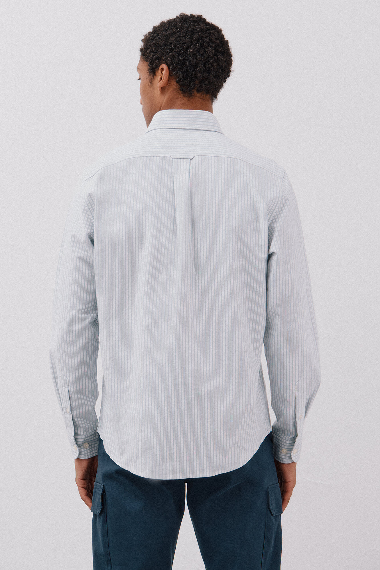 Cortefiel Striped oxford shirt Kaki
