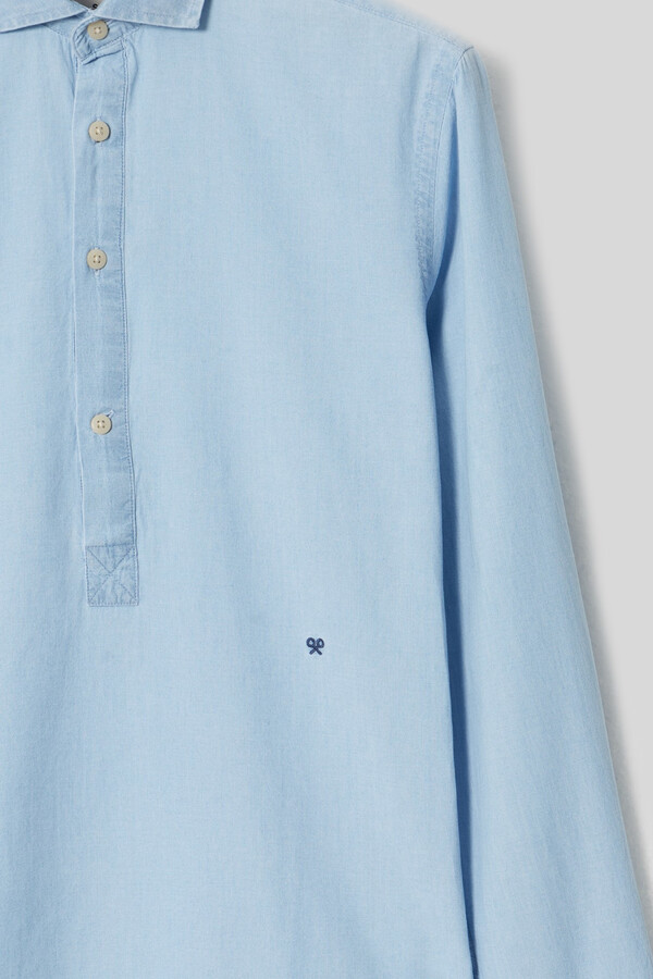 Cortefiel Light wash denim sports polo shirt Blue
