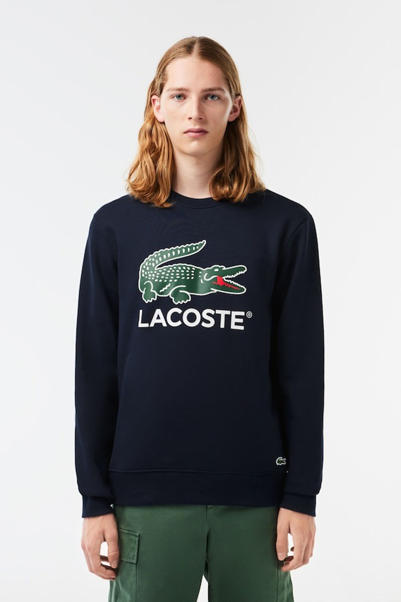 Lacoste Sweatshirt Lacoste de corte cl&aacute;ssico em felpa de algod&atilde;o