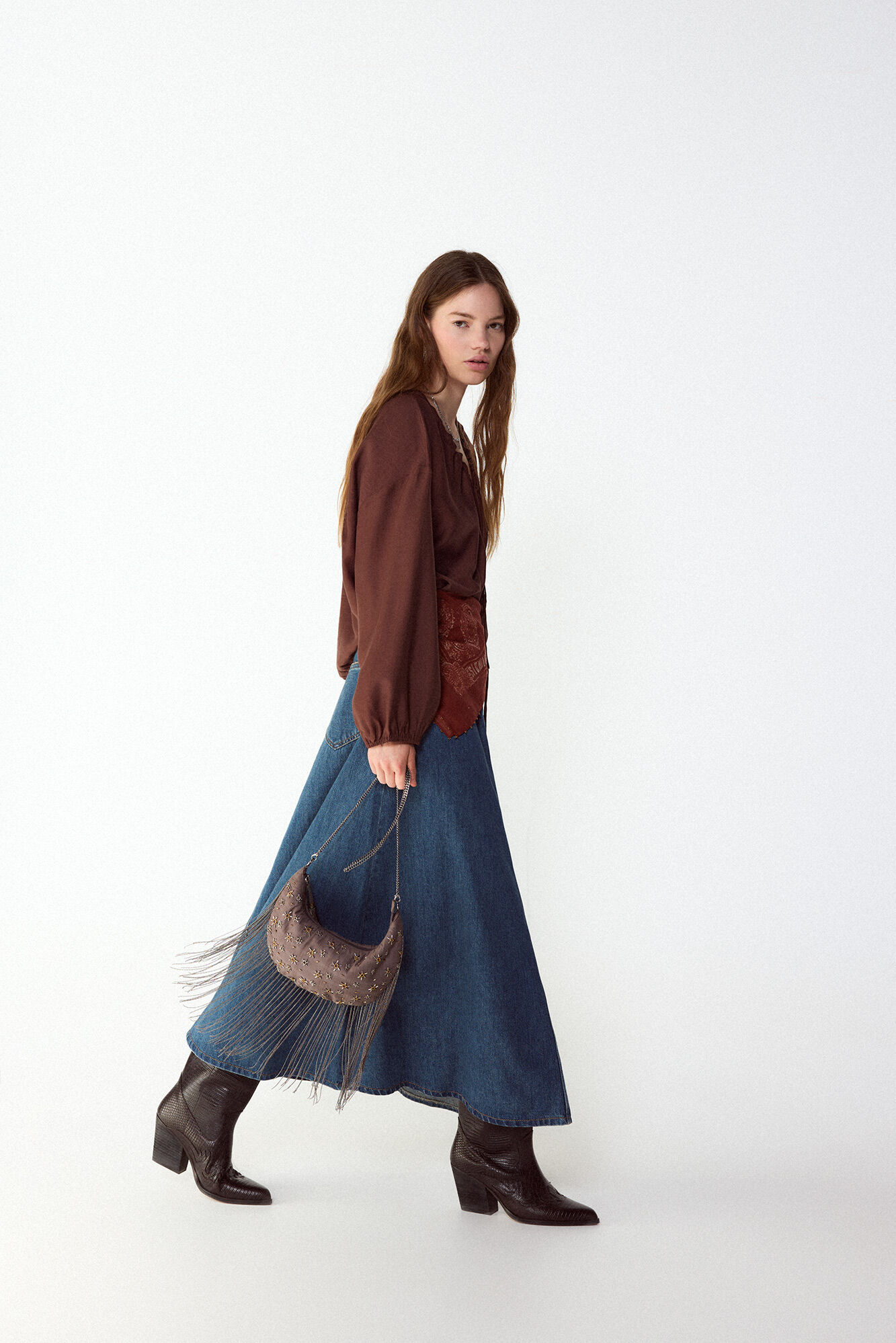 Slowlove Blusa com la&ccedil;adas Castanho