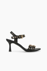 Lodi Sand&aacute;lias de mulher em pele Preto