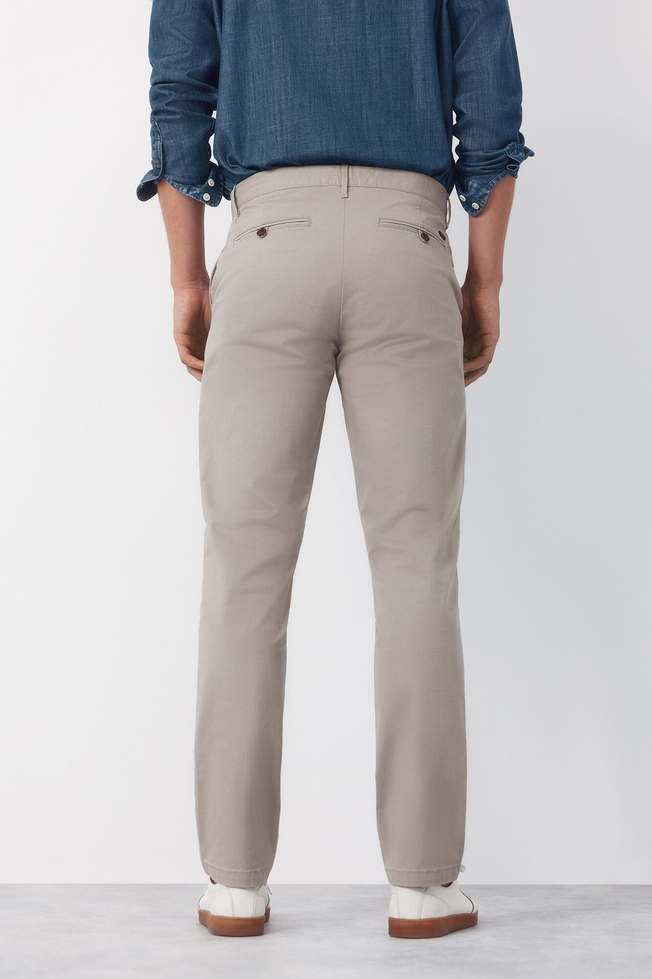 Cortefiel Slim-fit print chinos pants Beige