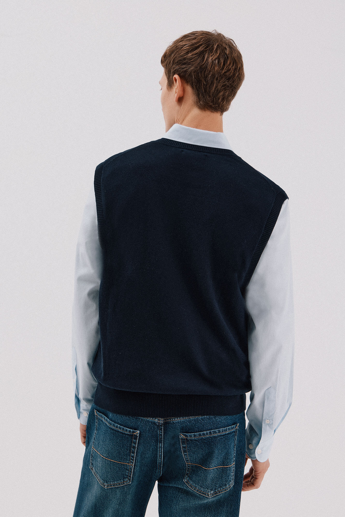 Cortefiel Cotton cashmere knit jersey-knit Navy
