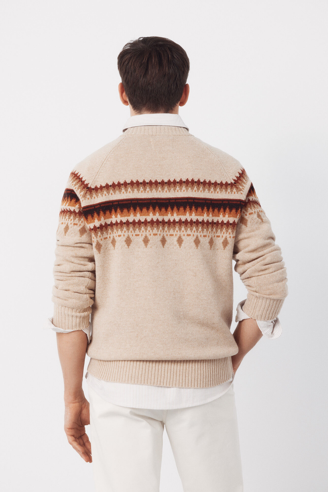 Cortefiel Su&eacute;ter de Natal com gola caixa de l&atilde; Tostado