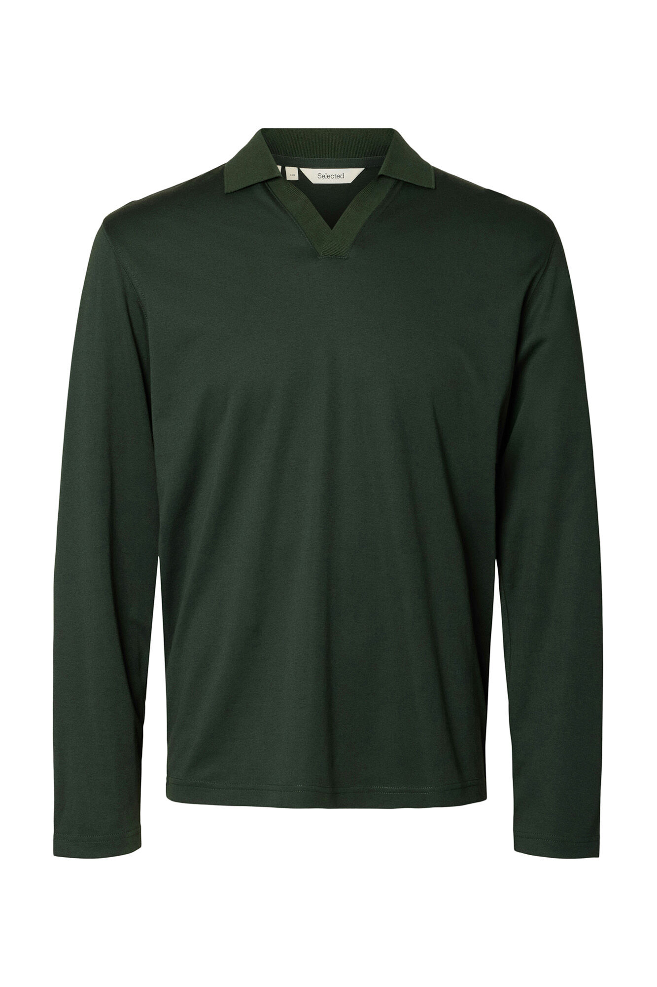 Selected Polo de algod&atilde;o org&acirc;nico de manga comprida  Verde