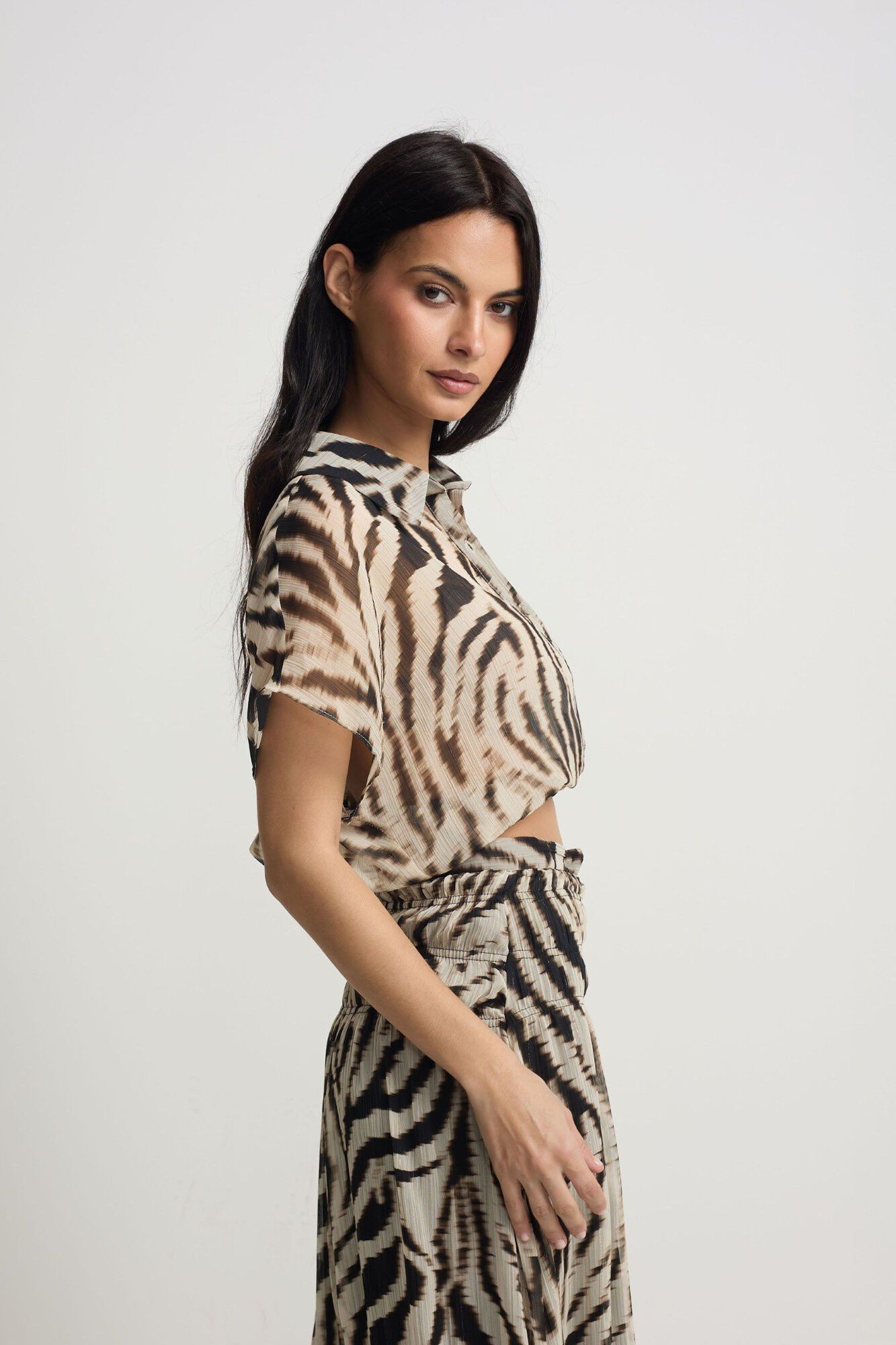 Silbon Blusa com estampado animal print Tostado