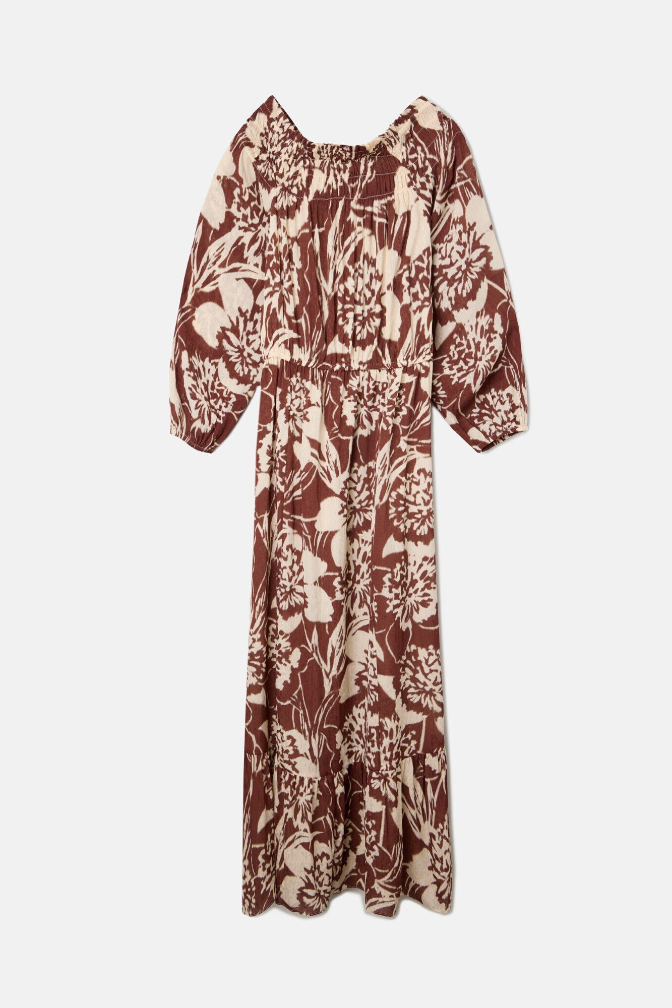 Silbon Strapless printed dress Brown