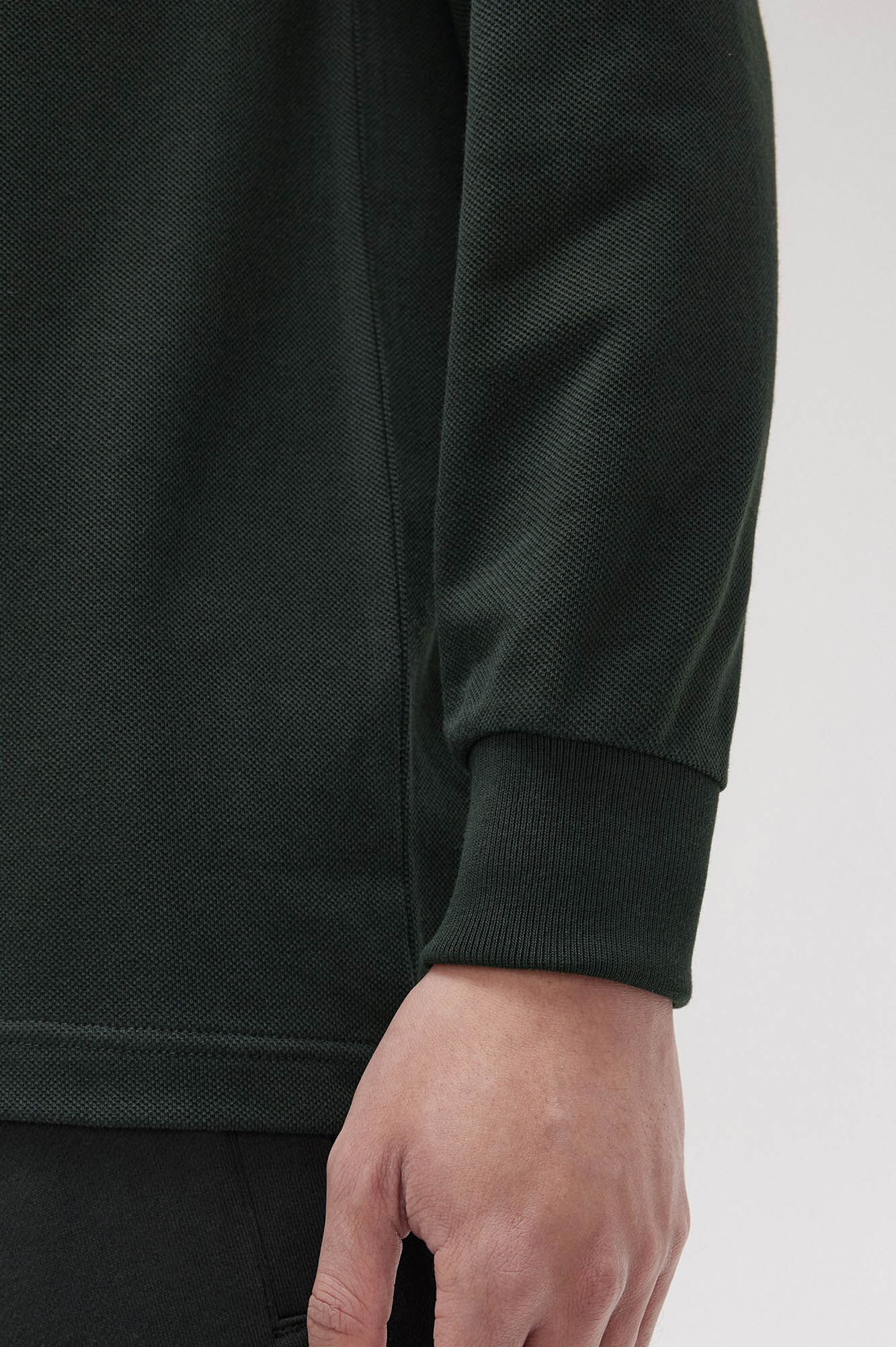 Fred Perry Polo piqu&eacute; de manga comprida masculina Verde