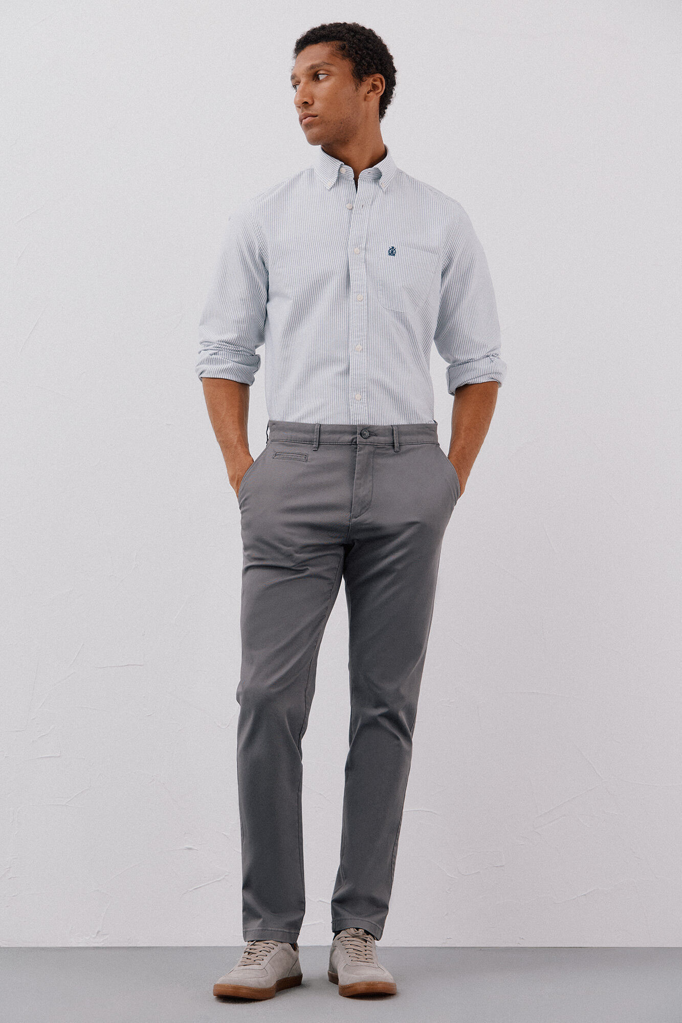 Cortefiel Slim fit lightweight chinos Grey