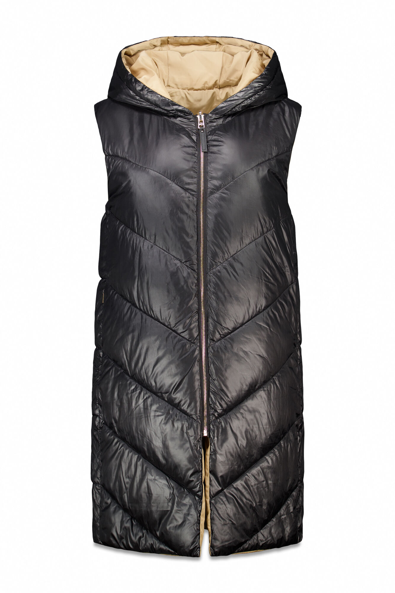 Cortefiel Long reversible gilet Black