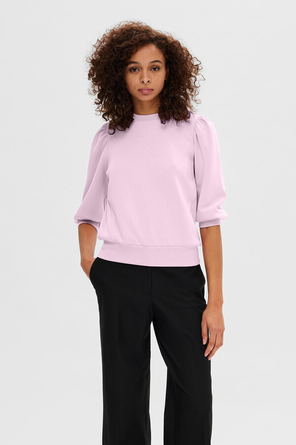 Cortefiel Sweatshirt style top with puffed sleeve, made with TENCEL Lilac