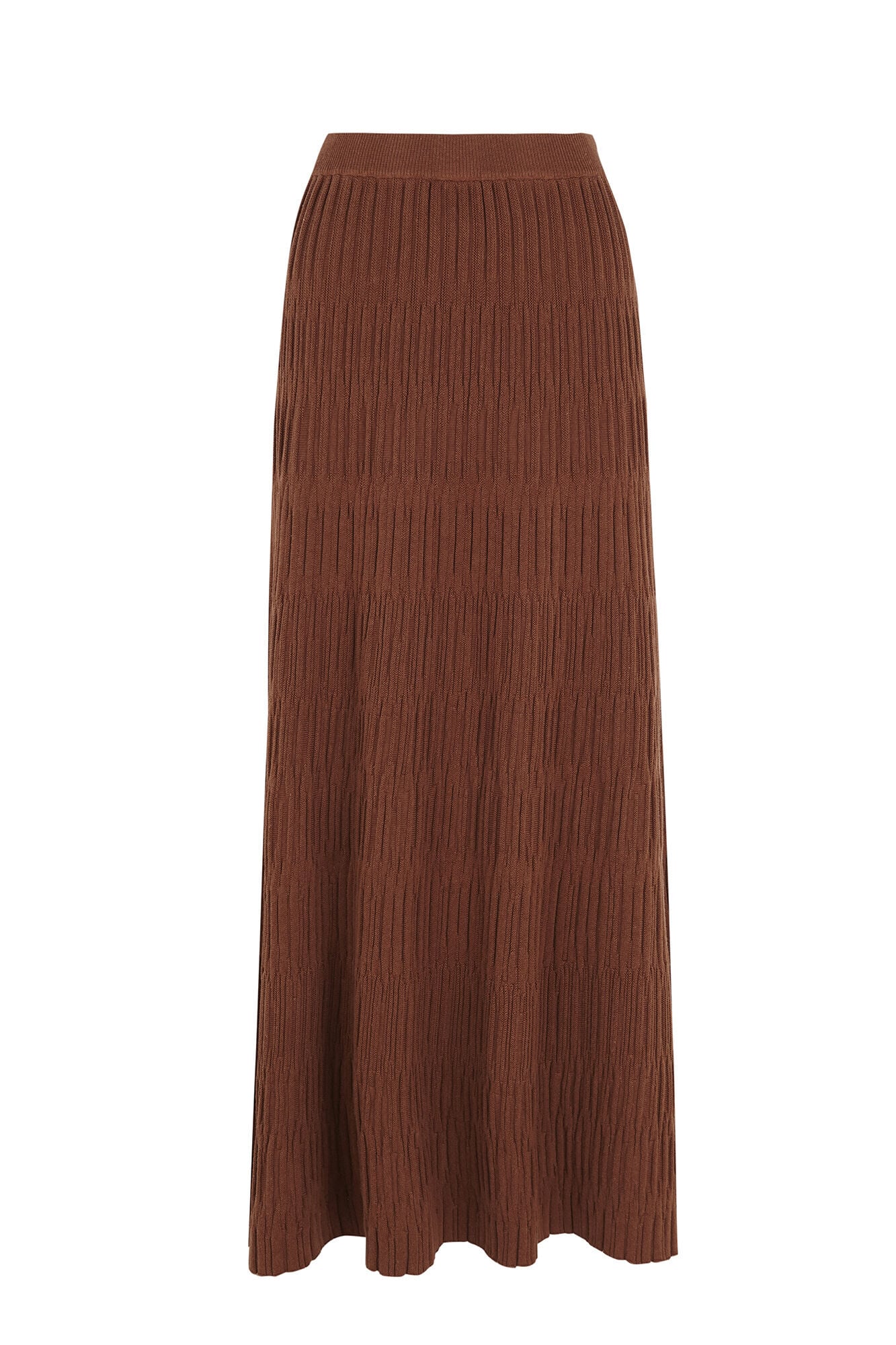 Cortefiel Knit midi skirt Dark brown