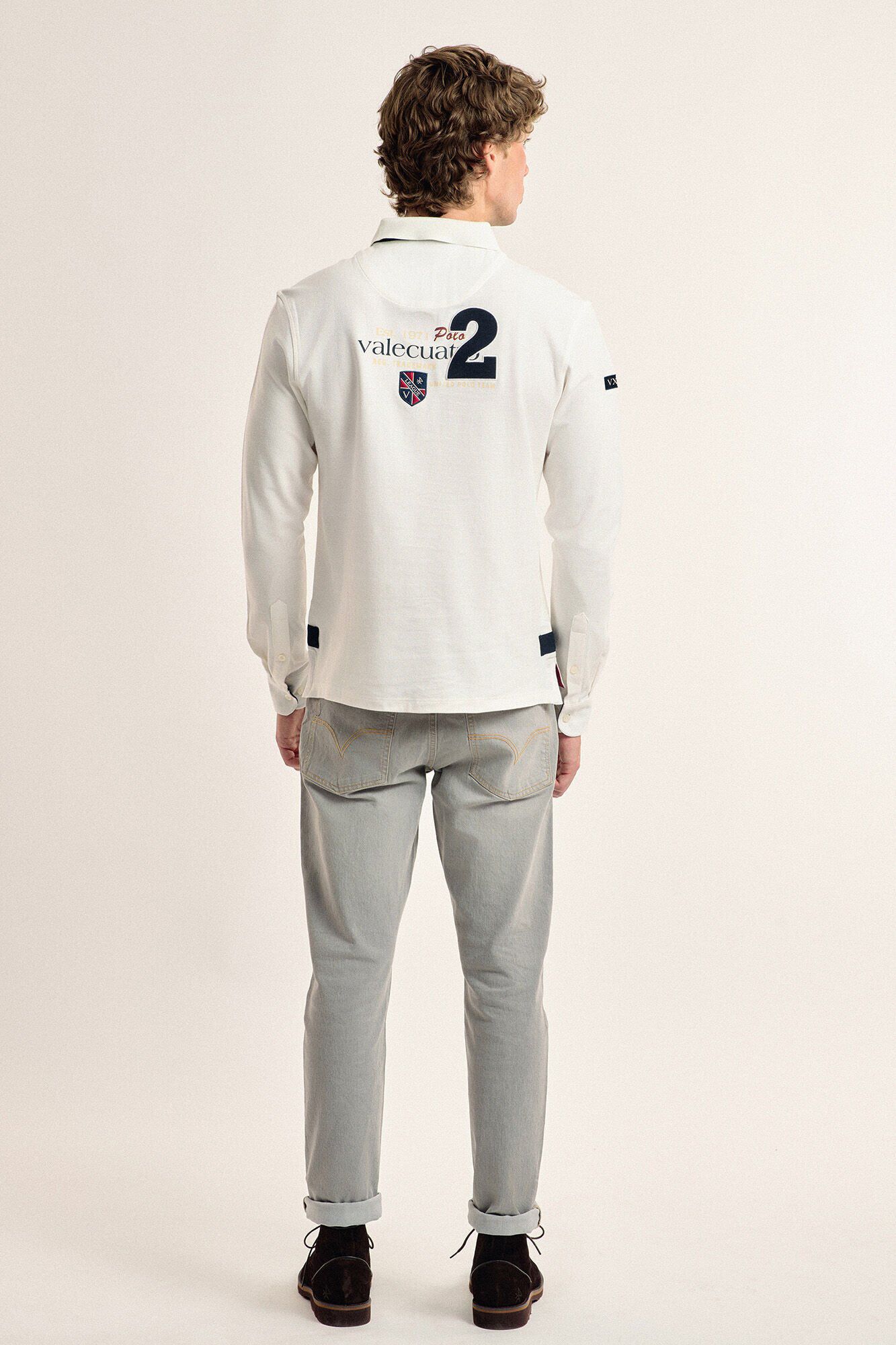 Valecuatro Polo Valecuatro de hombre blanco roto modelo caballos Blanco