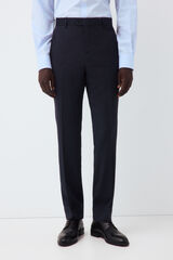 Cortefiel Cal&ccedil;a inteligente tailored fit em olho de perdiz navy Azul