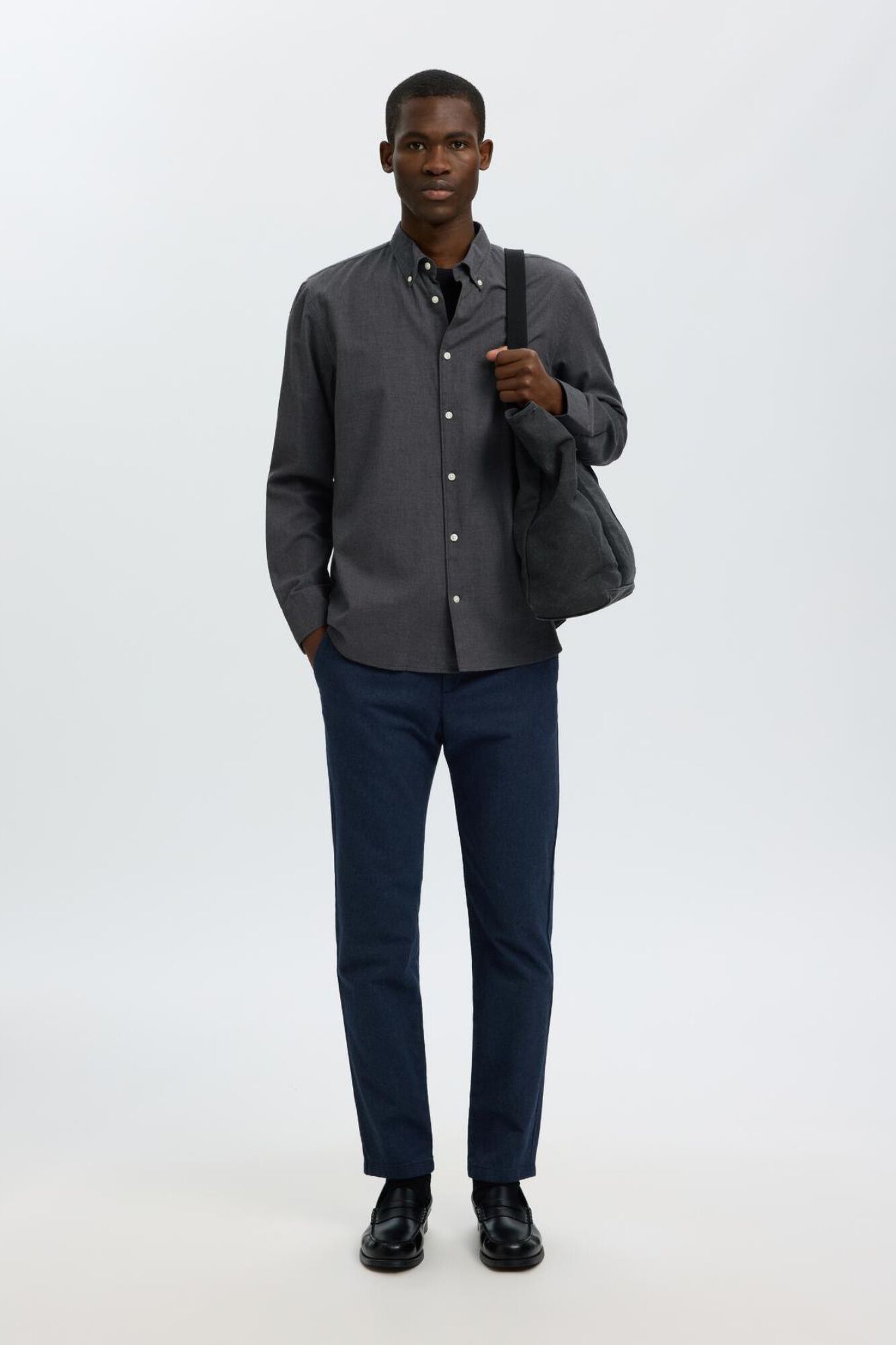 Selected Camisa regular fit Cinzento