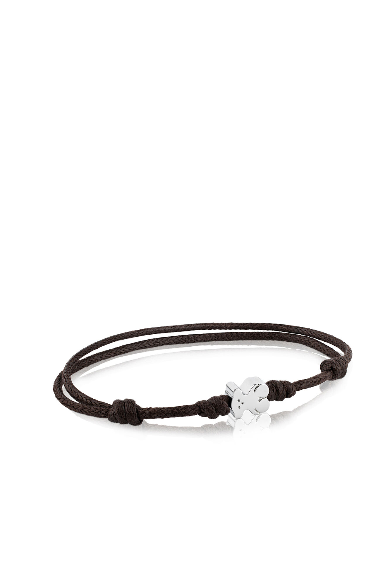 Tous Pulsera de acero y cord&oacute;n marr&oacute;n Marr&oacute;n oscuro