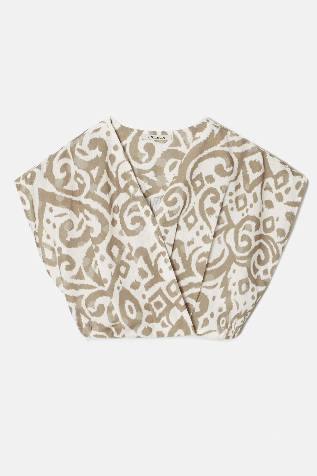 Silbon Crop top com estampado &eacute;tnico Impress&atilde;o